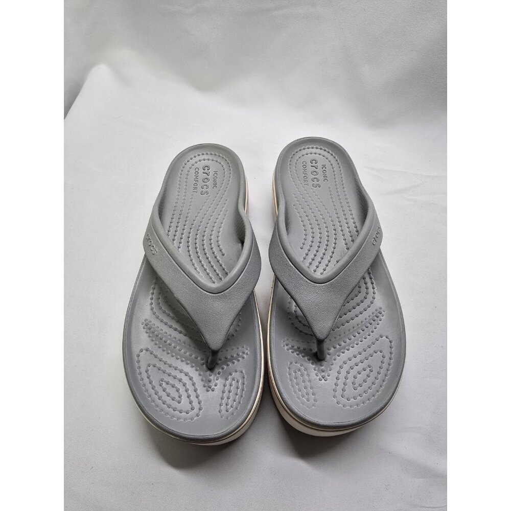 Womens Crocs Crocband Platform Gray Comfort Flip Flops Thong Sandals Size 6 - Picture 4 of 15